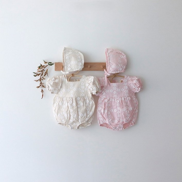 리틀문라이트 베리롬퍼보넷 신생아 여름 바디수트 롬퍼