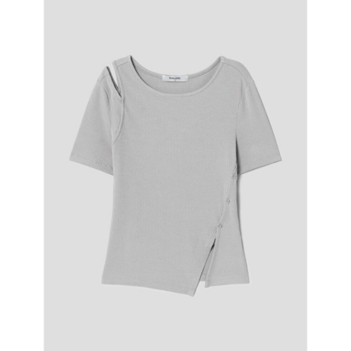 매장정품 에잇세컨즈 8SECONDS 골지 절개 반소매 티셔츠 라이트 그레이 355442LYM2 107076