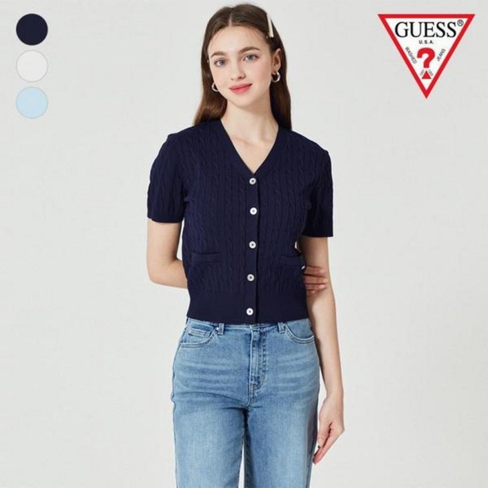게스 여성 반팔 케이블 스웨터 가디건K OO2S2672 889233