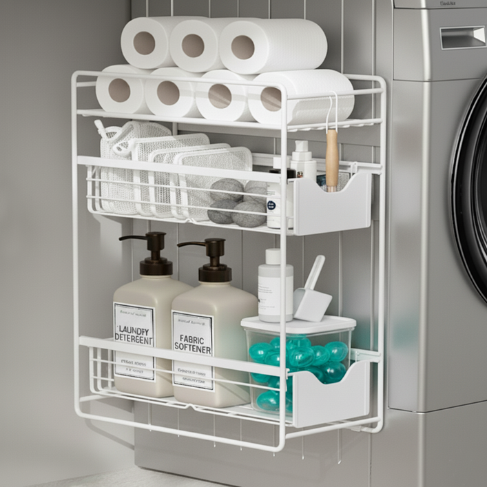 위즈룸 슬라이딩 냉장고 틈새 자석 선반, 화이트, 1개