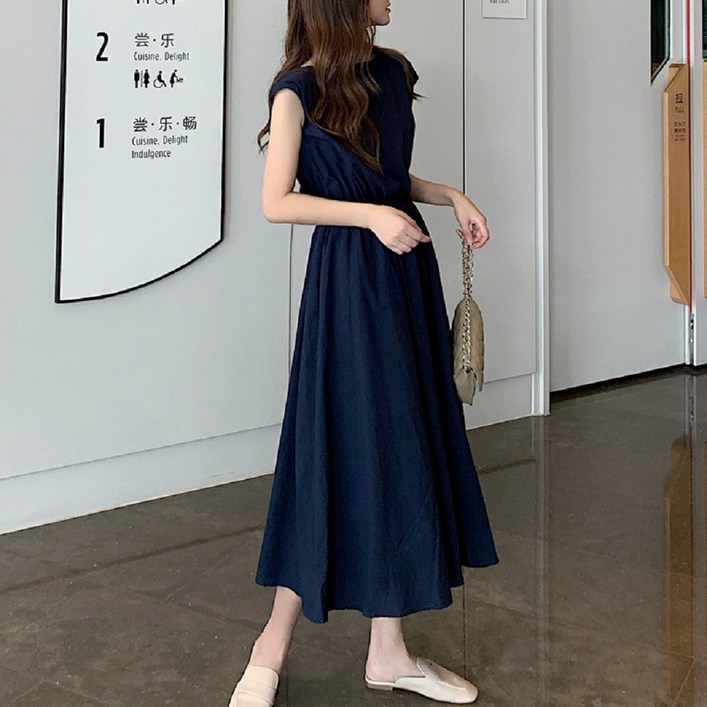 아인스 민소매 여름 시원한 원피스 루즈핏 오버 롱 빅사이즈 코튼 밴딩