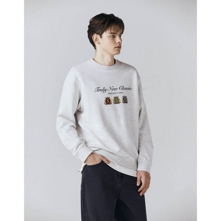 지오다노 남자 그래픽 맨투맨 01024511 01라이트헤더그레이