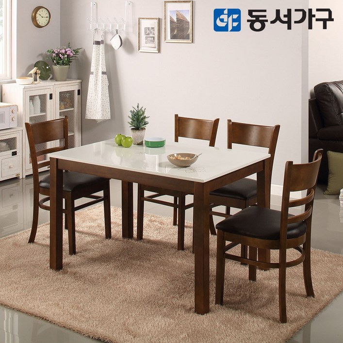 동서가구 베이직HI 4인 하이그로시 광택 식탁 테이블/의자 미포함 DF629554
