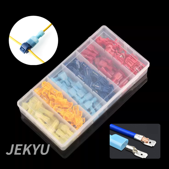 JEKYU T형 무탈피 커넥터 120pcs 케이블작업 전선 배선 연결 압착슬리브 스카치락, 120개 JEKYU T형 무탈피 커넥터 120pcs 케이블작업 전선 배선 연결 압착슬리브 스카치락, 120개