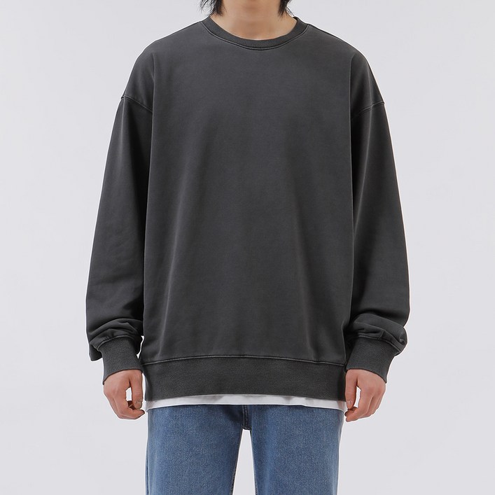 문컬렉션 쭈리 남녀공용 무지 피그먼트 맨투맨