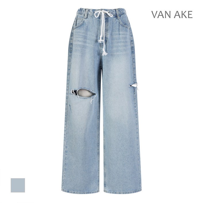 반에이크 밴딩 일자워싱 데님팬츠VB44DLQ401W