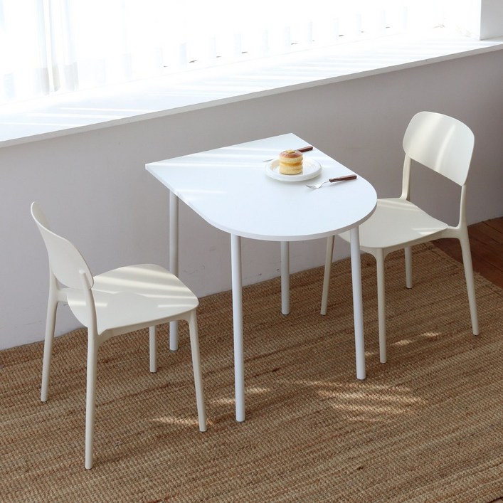 비알프렌드 오호테이블 반타원 식탁 7size, 화이트, 1인용