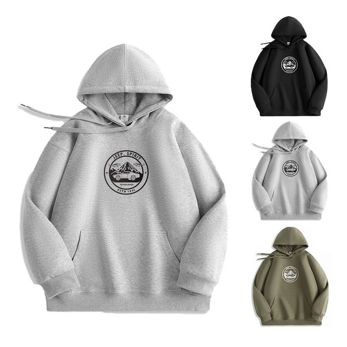 JEEP spirit 국내발송후드티셔츠 NEW 남자 여자 남성 여성 티셔츠 가을 겨울 봄 JPHJ26AHM017