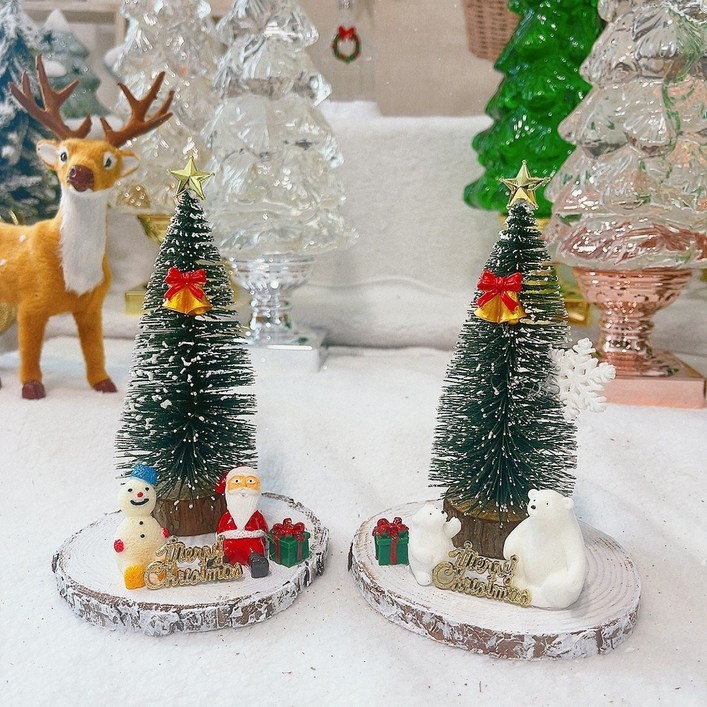크리스마스 미니어처 트리 산타 눈사람 북극곰 인형 장식 인테리어 소품 디자인상품, 산타눈사람