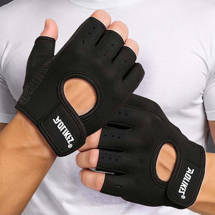 마켓제이영 미끄럼방지 그립향상 헬스장갑, 1세트, 블랙