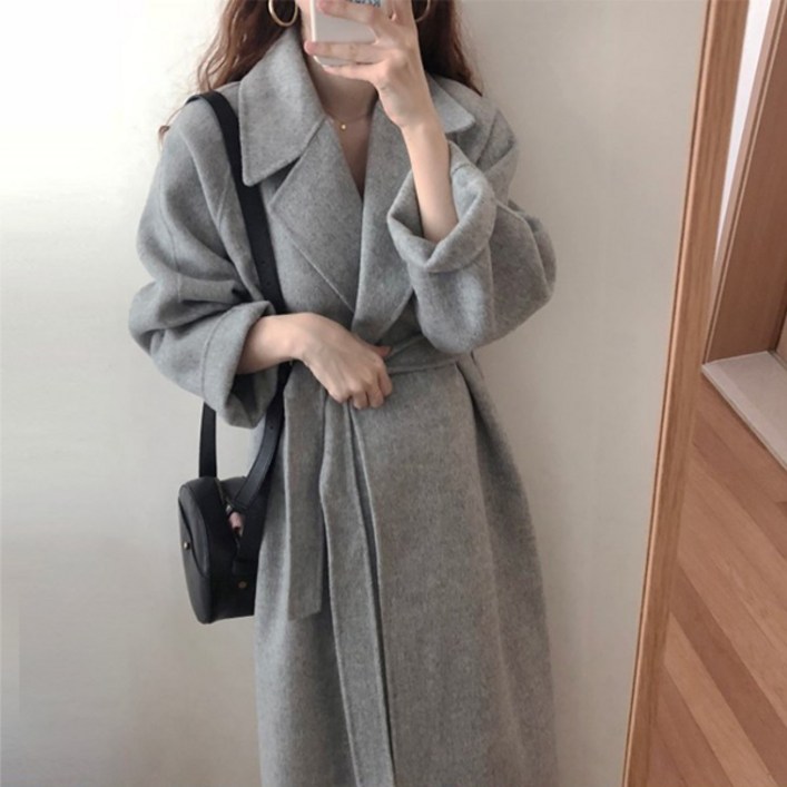 레티고 핸드메이드 카라 모직 롱 코트