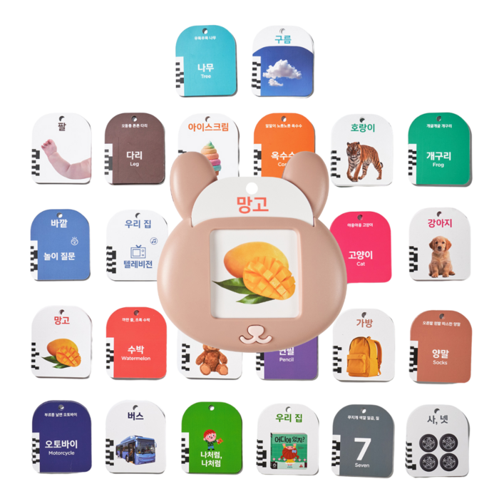 2025 NEW 말문이 폭발하는 베이비세즈 실사 낱말카드 180장말하기토끼그림책10권, 1개