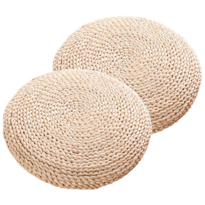 숲인더시티 라탄 원형 방석, 베이지, 2개