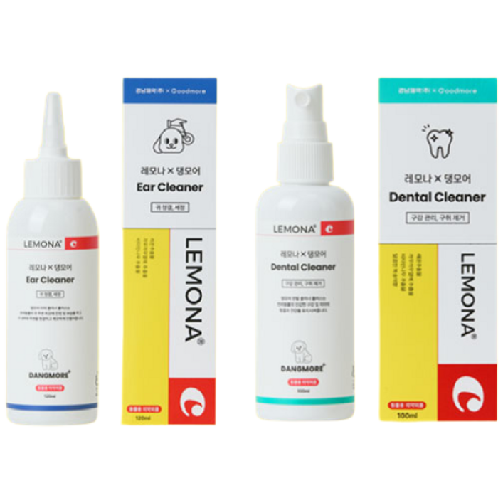 레모나X댕모어 이어클리너덴탈클리너 2종세트 강아지 귀세척 강아지 치석제거, 1개