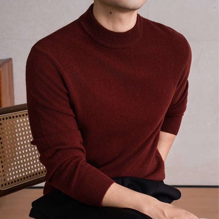 Luspirez 남성 캐시미어 라운드 니트티 스웨터