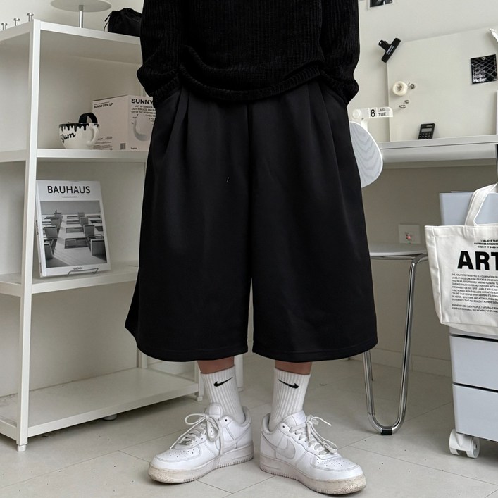 르위 와이드 버뮤다팬츠 밴딩 반바지 7부 빅사이즈 벌룬핏 허벅돼 체형커버