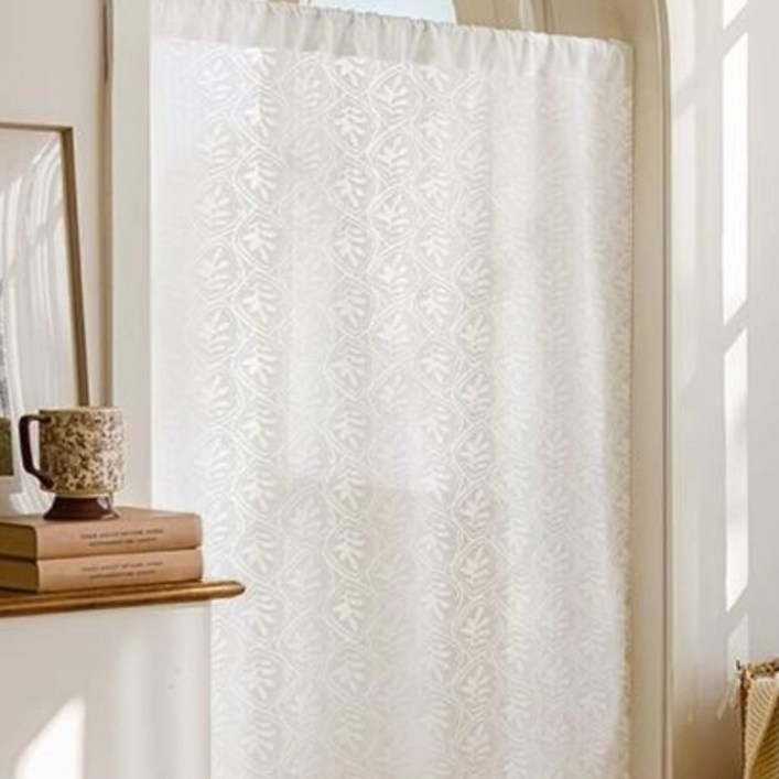 YYT 모던 심플 자수  레이스 커튼, 부드러운 레이스 문발 커튼