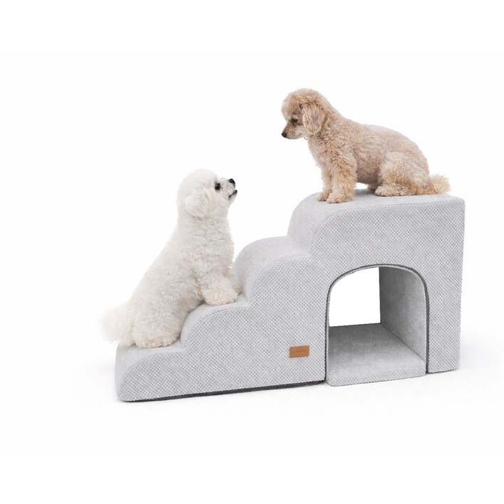 올미오펫 강아지 구름패브릭 동굴 계단 4단+방석 세트, 어반그레이, 1개