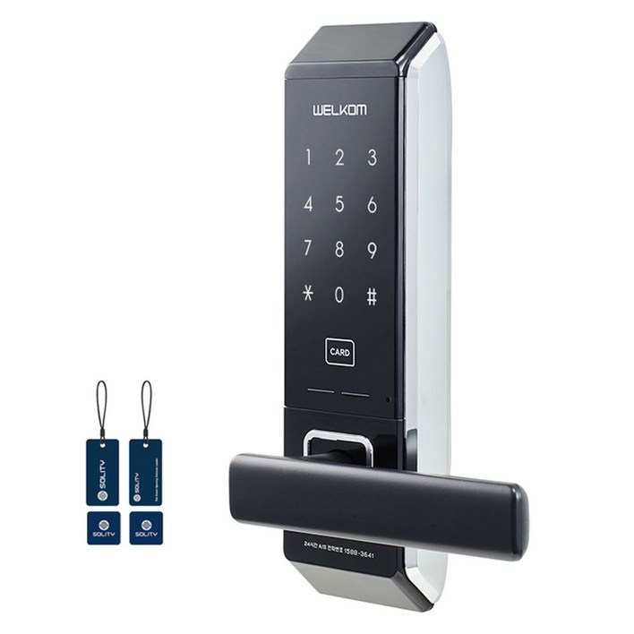 솔리티 웰콤 스마트 무타공 주키 디지털도어락 WTS700  카드키 4장