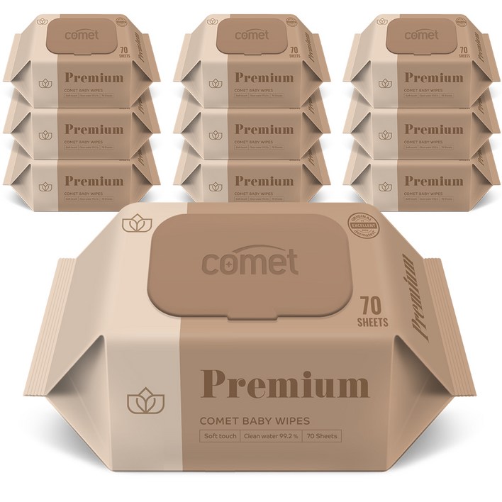 코멧 프리미엄 아기물티슈 도톰한 엠보싱 캡형 더마테스트 인증