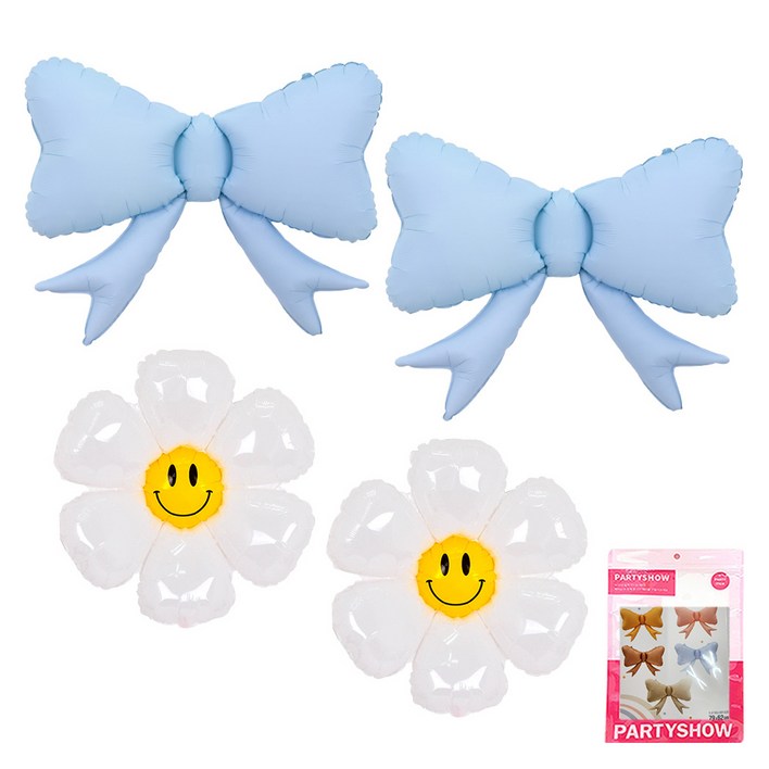 파티쇼 파티풍선 러블리 리본  데이지 플라워 소형 스마일 세트