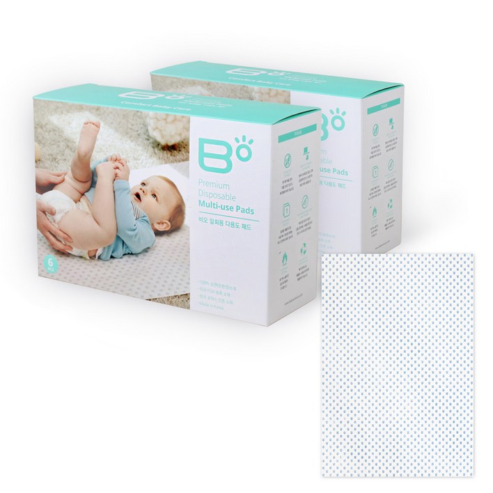신생아방수패드 비오 아기 일회용 기저귀 방수 교환매트 6p, Classic, 2개