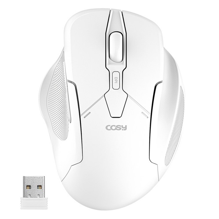 코시 무소음 세미 버티컬 무선 마우스 M4129WL, 화이트, M4129WL