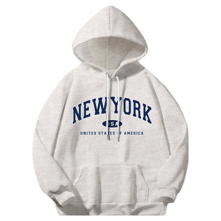 일루소 남녀공용 뉴욕 USA 소프트 특양면 후드티