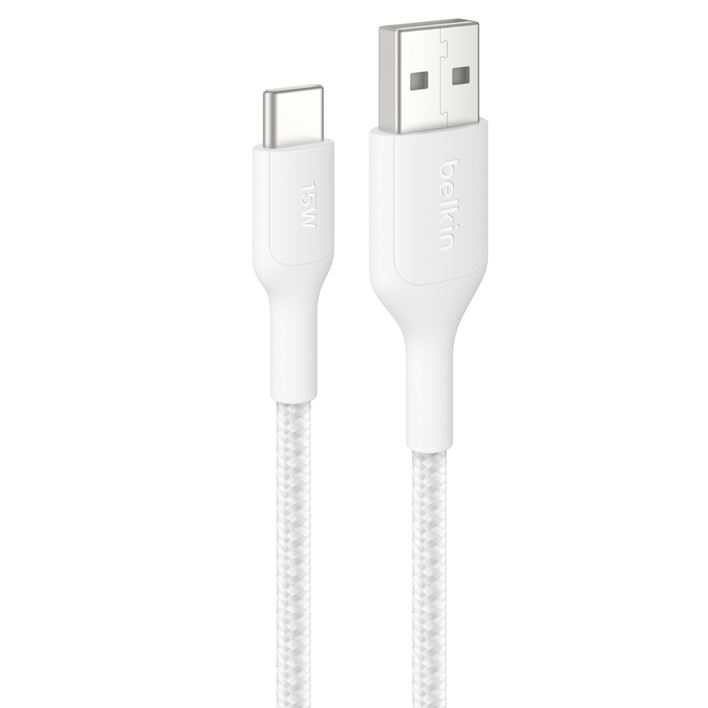 벨킨 USB AC USB IF 브레이디드 케이블 CAB022fq, 화이트CAB022fq1MWH, 1개, 1m