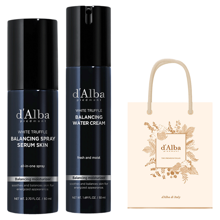 달바 올인원 맨즈 밸런싱 스프레이 세럼 스킨 80ml  올인원 맨즈 밸런싱 워터 크림 50ml 기프트백 세트