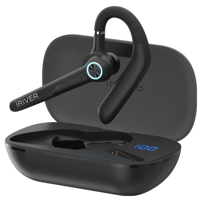 아이리버 ENC 노이즈캔슬링 귀걸이형 핸즈프리 무선 블루투스 6.0 통화용 듀얼마이크 이어셋, IBEX5, 블랙