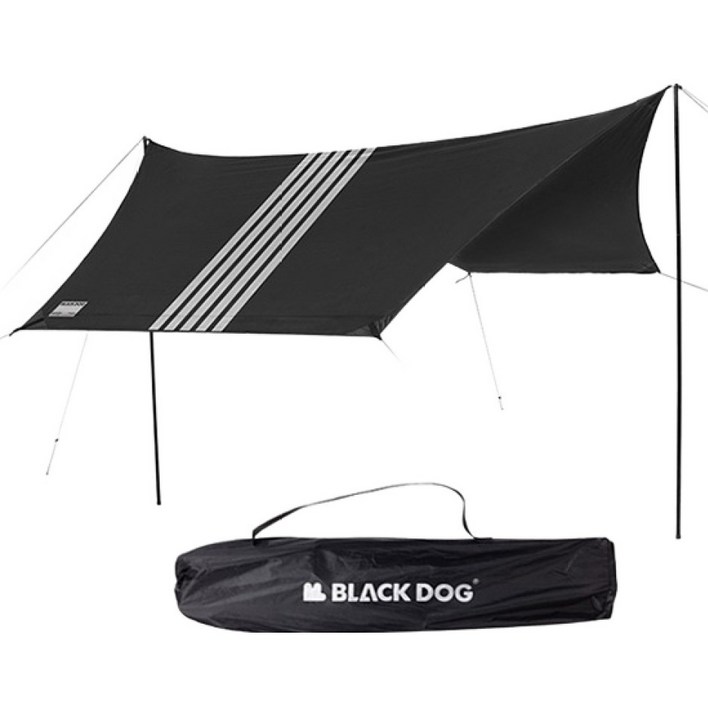 BLACKDOG 스트라이프 원터치 2인 캠핑 텐트 확장 타프 BD021