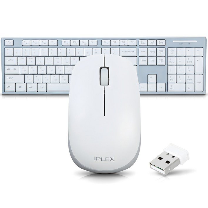 아이플렉스 무선 키보드 마우스 세트, RK3000C, 화이트, 일반형