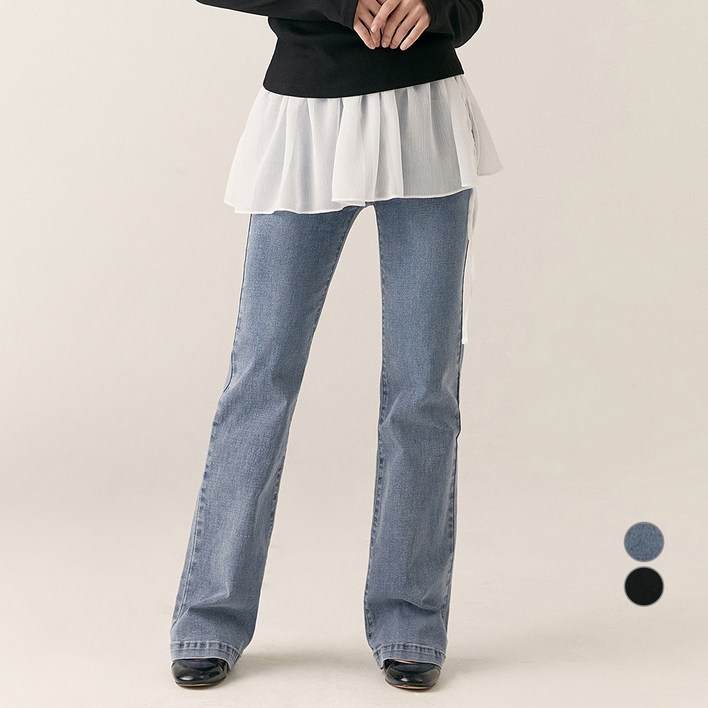 로엠 여성용 Fit me 부츠컷 데님 롱 팬츠