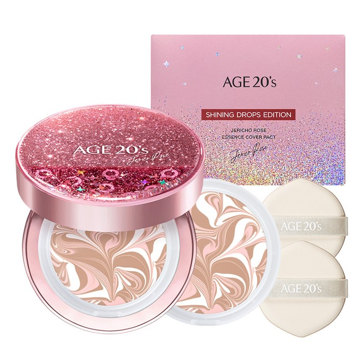 에이지투웨니스 예리코 로즈 에센스 커버 팩트 샤이닝 드롭스 에디션 본품 12.5g + 리필 세트, T21, 1개