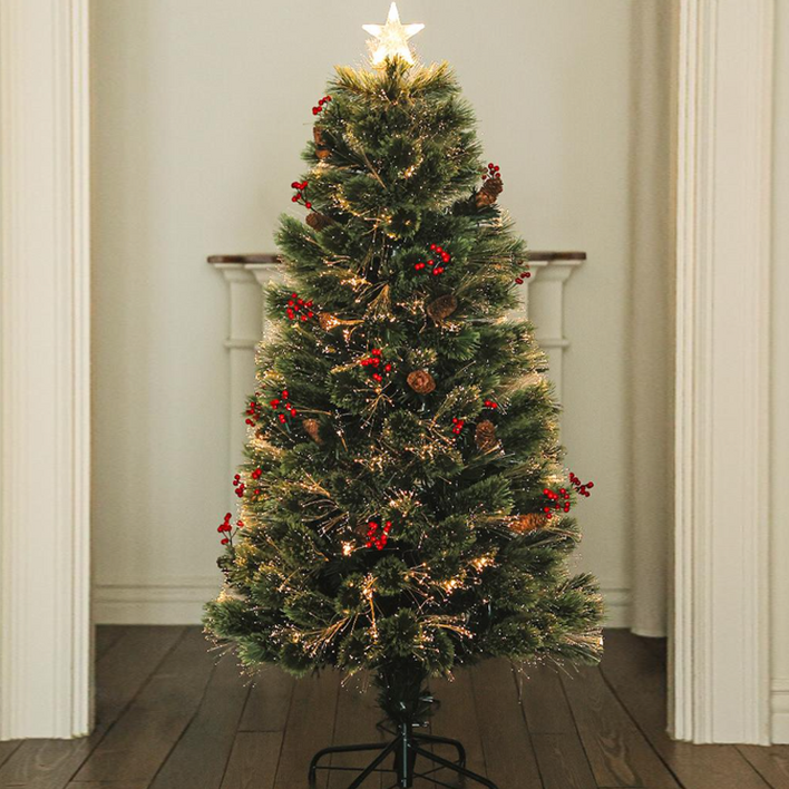 홈트너 크리스마스 광섬유 오너먼트 전구 반딧불 트리 풀세트, 그린, 1.5m