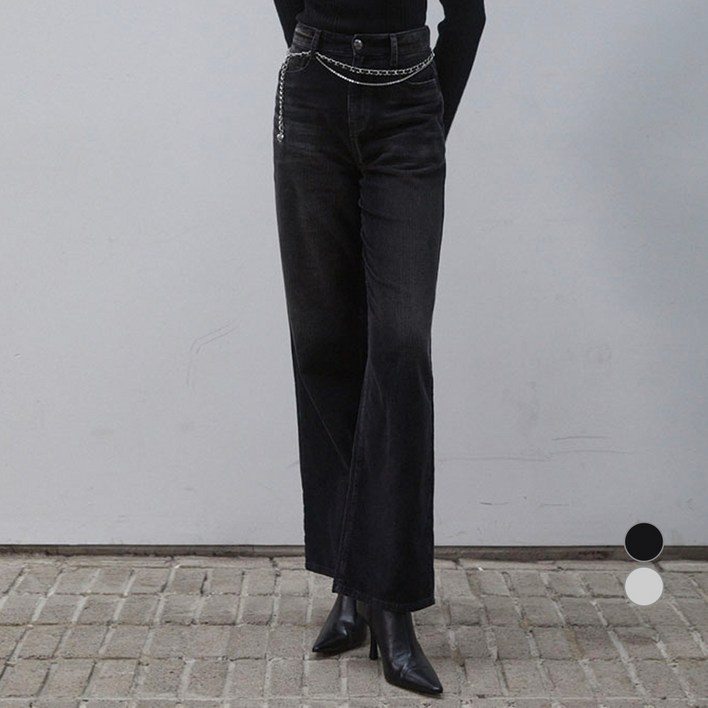 에고이스트 여성용 워시드 코듀로이 와이드 팬츠 ER4BO909