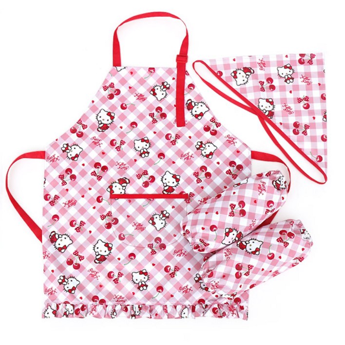 헬로키티 체리 앞치마  팔토시  두건 세트 50001