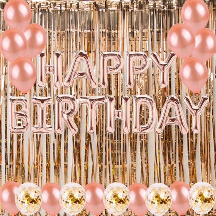 라이프그래피 생일풍선 가랜드 + 풍선 15p + 컨페티 풍선 5p + 커튼 2p 세트