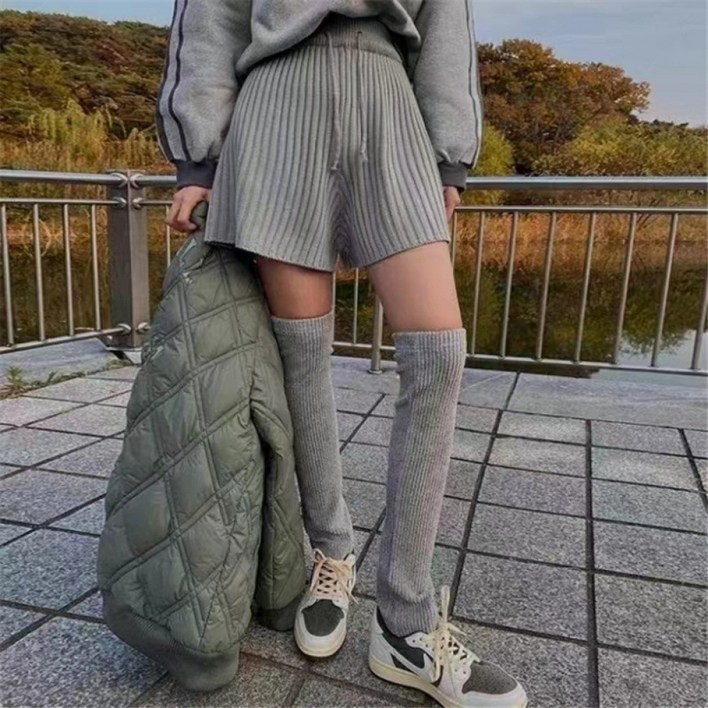 피어니스트 여성용 신축성있는 밴딩 골지 니트 숏팬츠