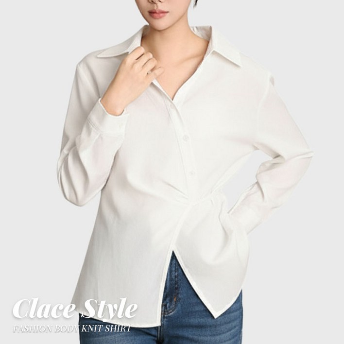 클레이스 허리 사이드 리본 포인트 블라우스