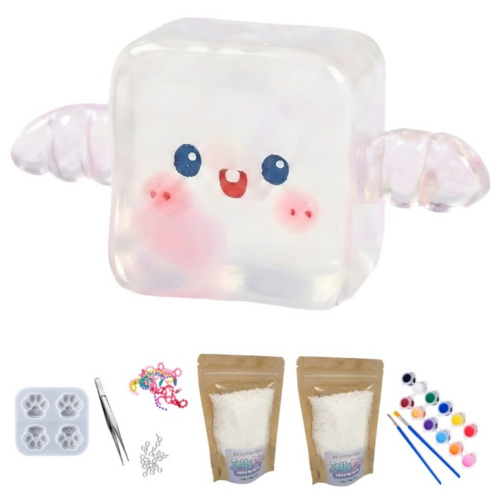 레츠팡 젤리플라 DIY 키링 만들기 키트 KC인증 물라스틱 과학실험, 1개, 200g, 말랑 솜솜 화이트 키트