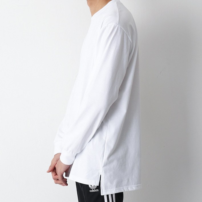 화이트빌딩 무지 레이어드 라운드 긴팔 반팔 티셔츠 면티