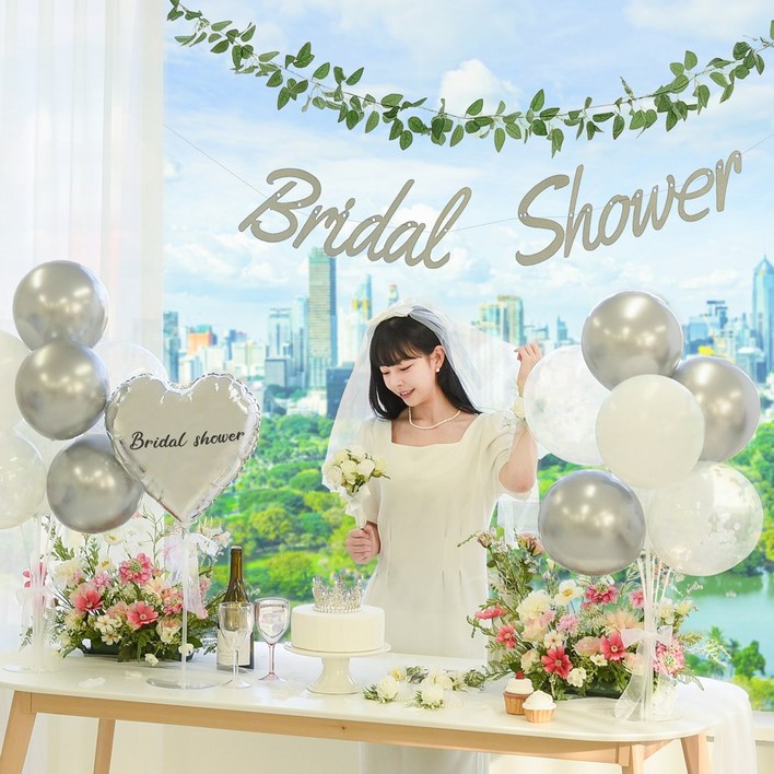 메리파티 브라이덜샤워 소품 풍선 세트 3인 4인 올인원 파티