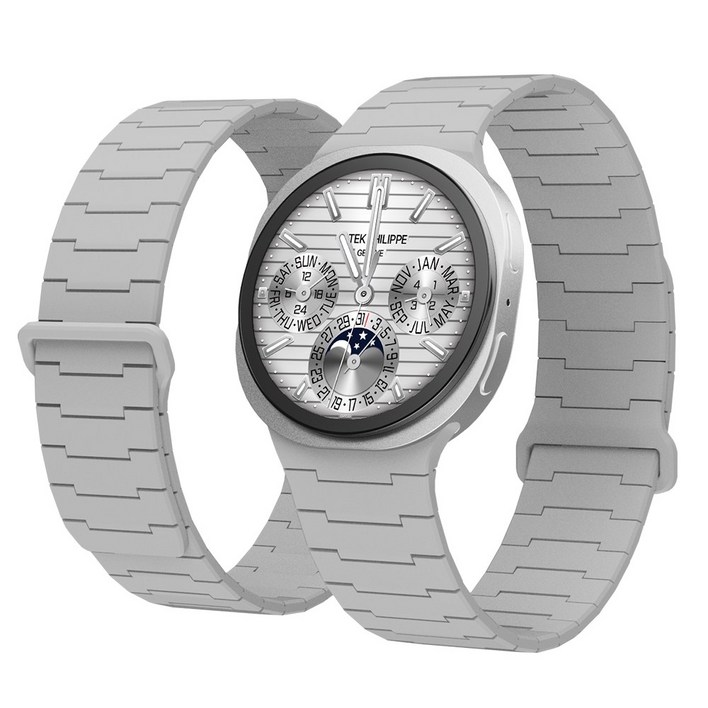 캘릭스 갤럭시워치 호환 실리콘 버클링 마그네틱 스트랩 밴드 시계줄, 라이트그레이, 1개