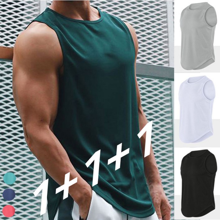 신가브루크 남자 민소매 무지 3종세트 헬스 나시 기능성 스포츠