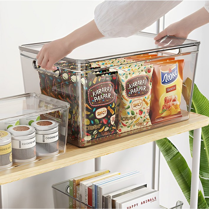 INCEROSE 기본 투명 생활 상자, 3개, 투명한