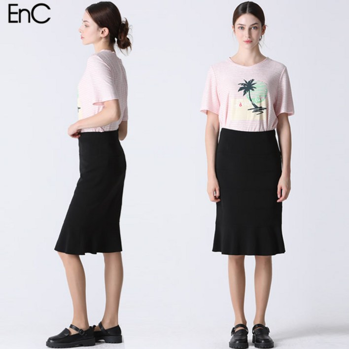 EnC [EnC] 벨티드 H라인 스커트