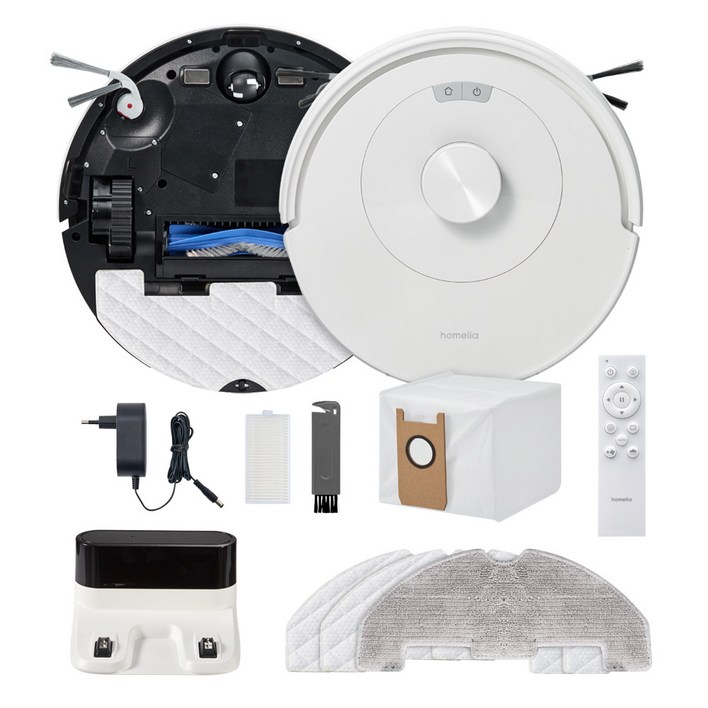 [신제품] 홈리아 로봇청소기 스마트 물걸레 청소 강력 흡입 자동충전, 화이트, 단일상품