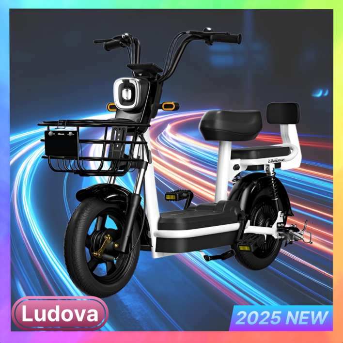 루도바 2025년 신형 3C 리튬배터리 전기 자전거 자토바이 스쿠터 전동 접이식 탈부착, 블루